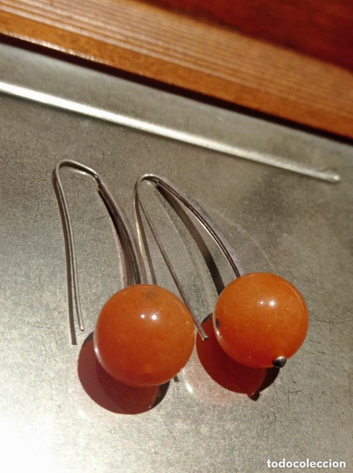 Joyeria: Pendientes de aguja Plata y Cornalina Salmon - Foto 2
