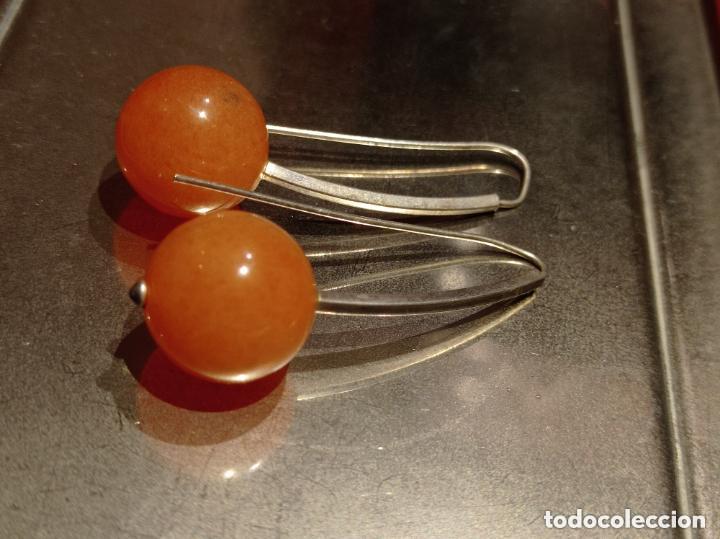 Joyeria: Pendientes de aguja Plata y Cornalina Salmon - Foto 3