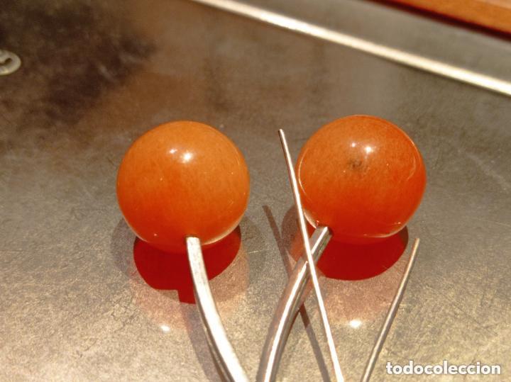 Joyeria: Pendientes de aguja Plata y Cornalina Salmon - Foto 1