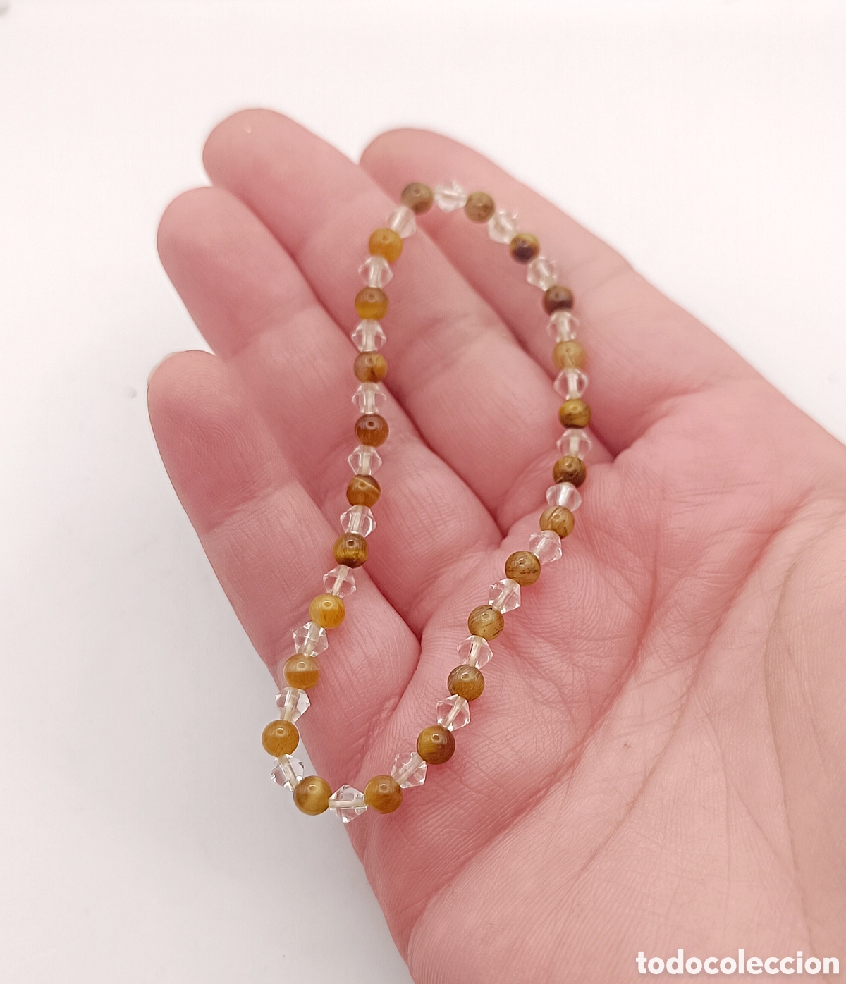 Joyeria: Pulsera de Ojo de Tigre y Cristal de Roca El&aacute;stica - Foto 2