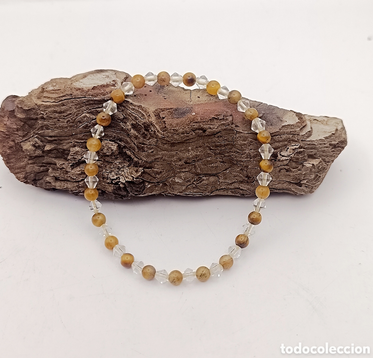 Joyeria: Pulsera de Ojo de Tigre y Cristal de Roca El&aacute;stica - Foto 1