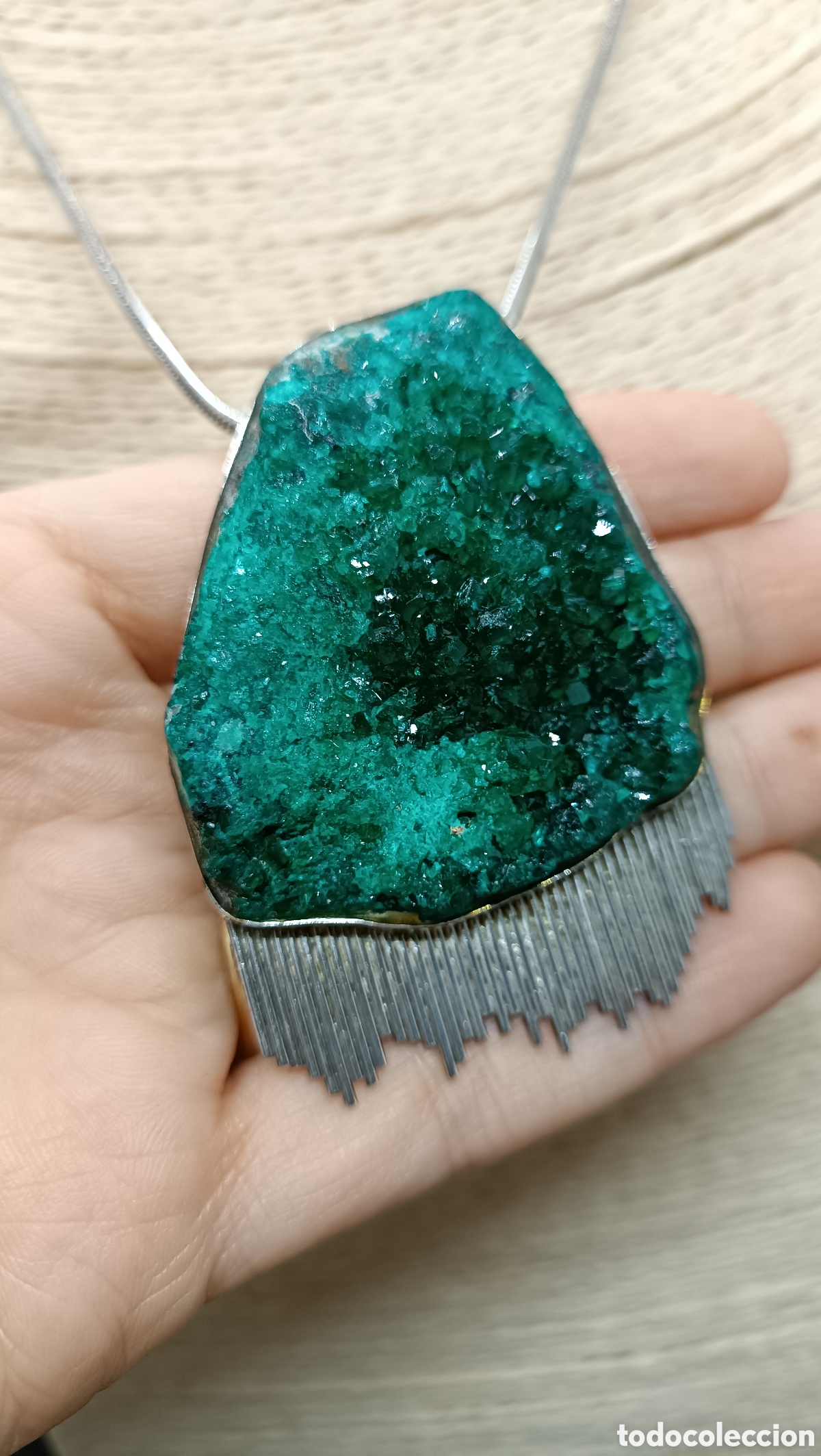 Joyeria: Espectacular colgante de plata y Dioptasa. - Foto 6