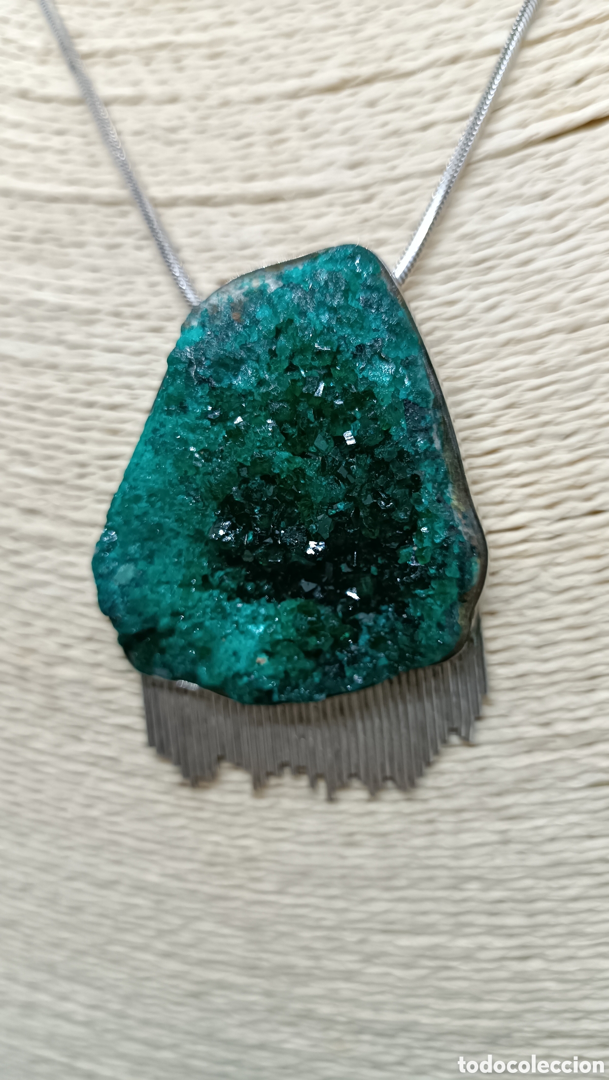 Joyeria: Espectacular colgante de plata y Dioptasa. - Foto 1