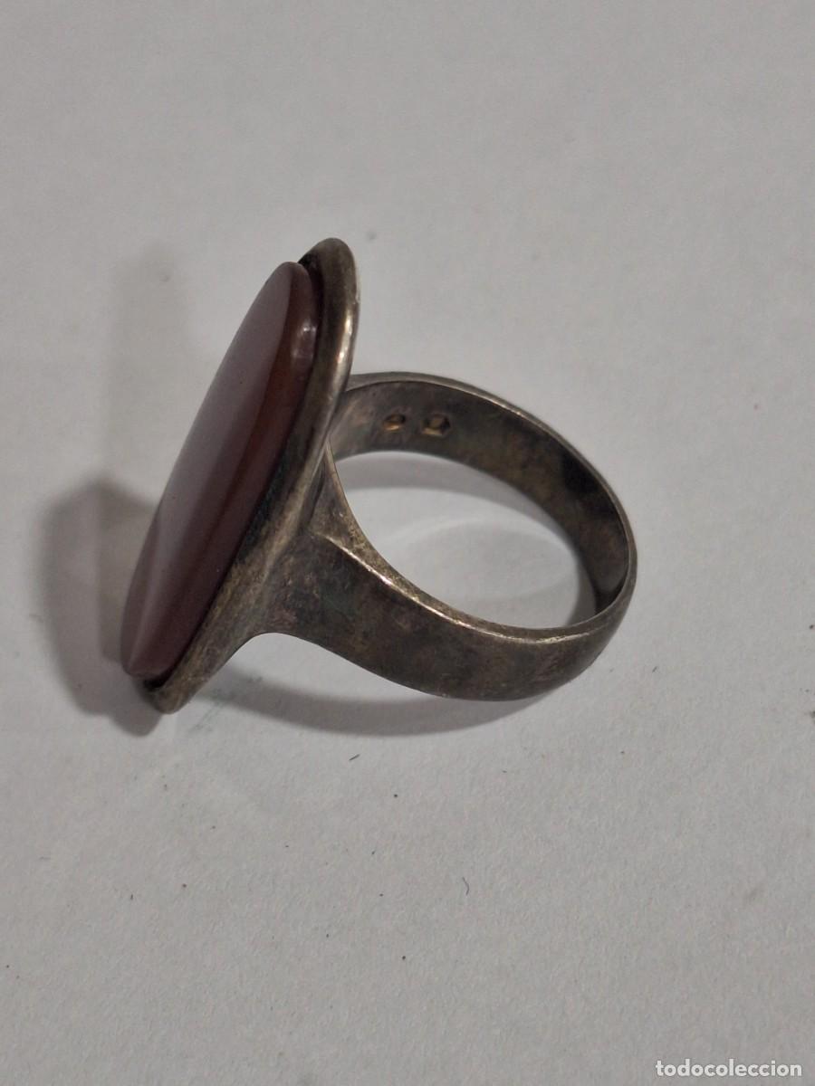 Joyeria: Antiguo anillo de plata con piedra . - Foto 3