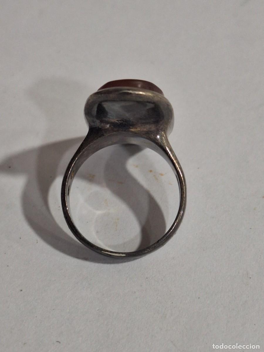 Joyeria: Antiguo anillo de plata con piedra . - Foto 5