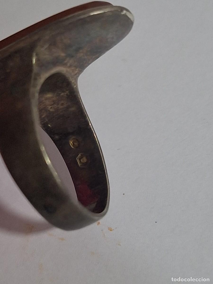 Joyeria: Antiguo anillo de plata con piedra . - Foto 8