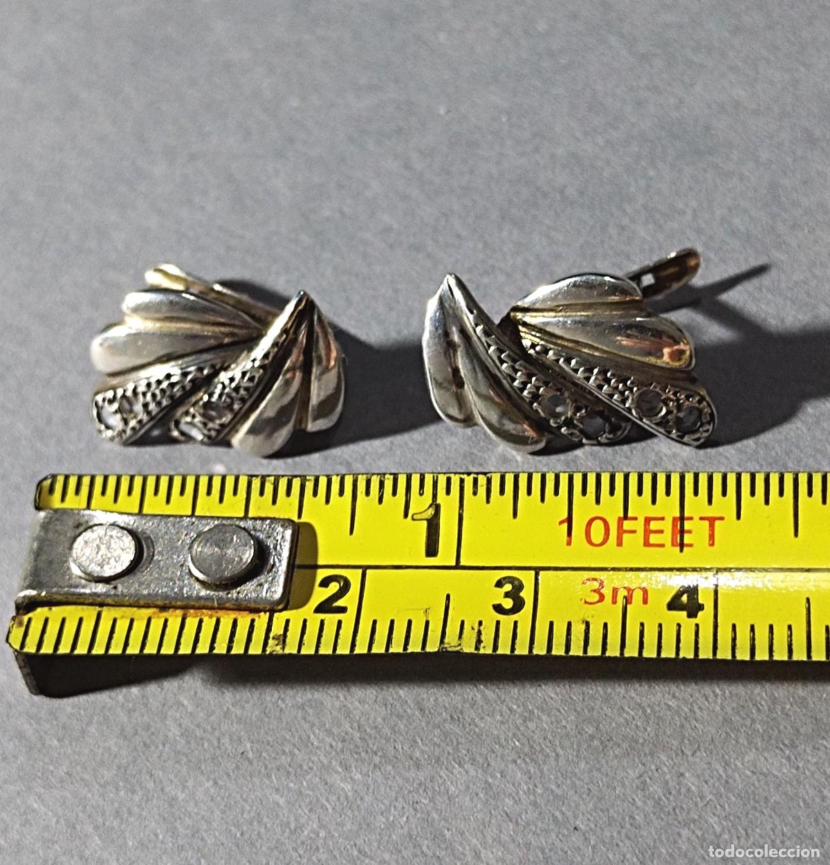 Joyeria: Antiguos pendientes de plata contrastada, cierre de pala. - Foto 2