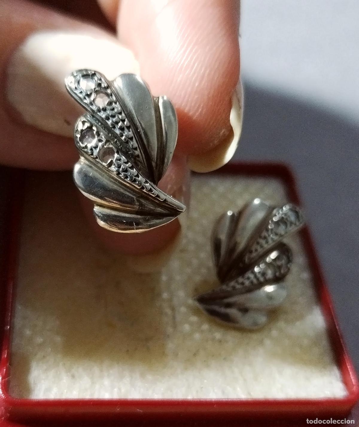 Joyeria: Antiguos pendientes de plata contrastada, cierre de pala. - Foto 4