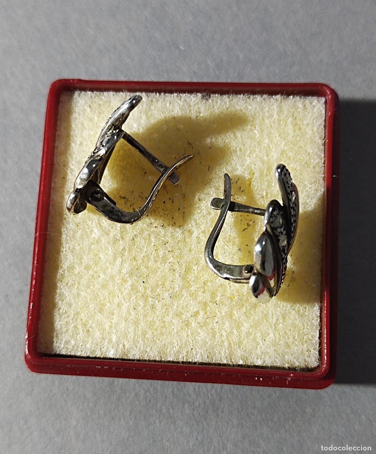 Joyeria: Antiguos pendientes de plata contrastada, cierre de pala. - Foto 6