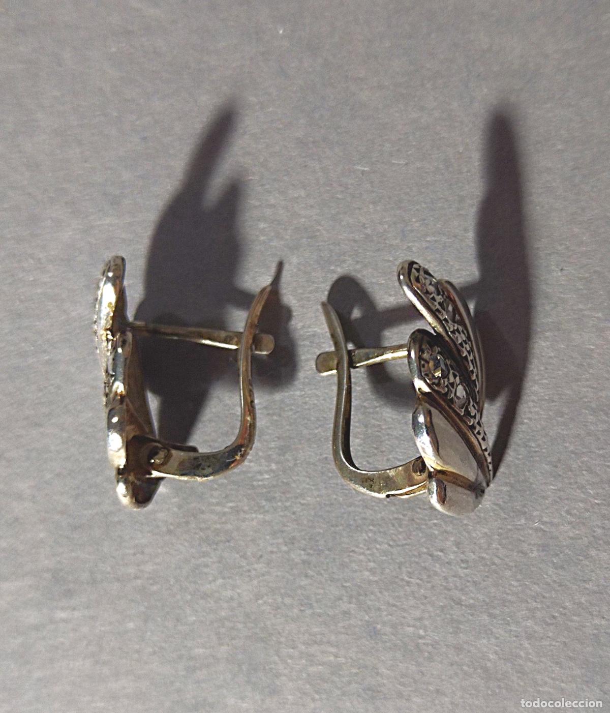 Joyeria: Antiguos pendientes de plata contrastada, cierre de pala. - Foto 7