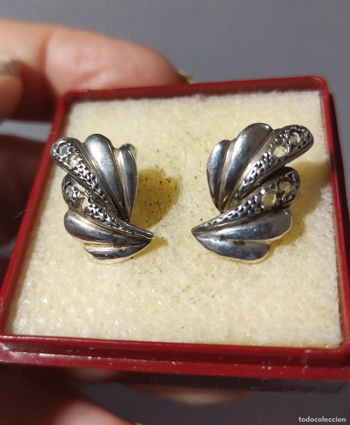 Joyeria: Antiguos pendientes de plata contrastada, cierre de pala. - Foto 8