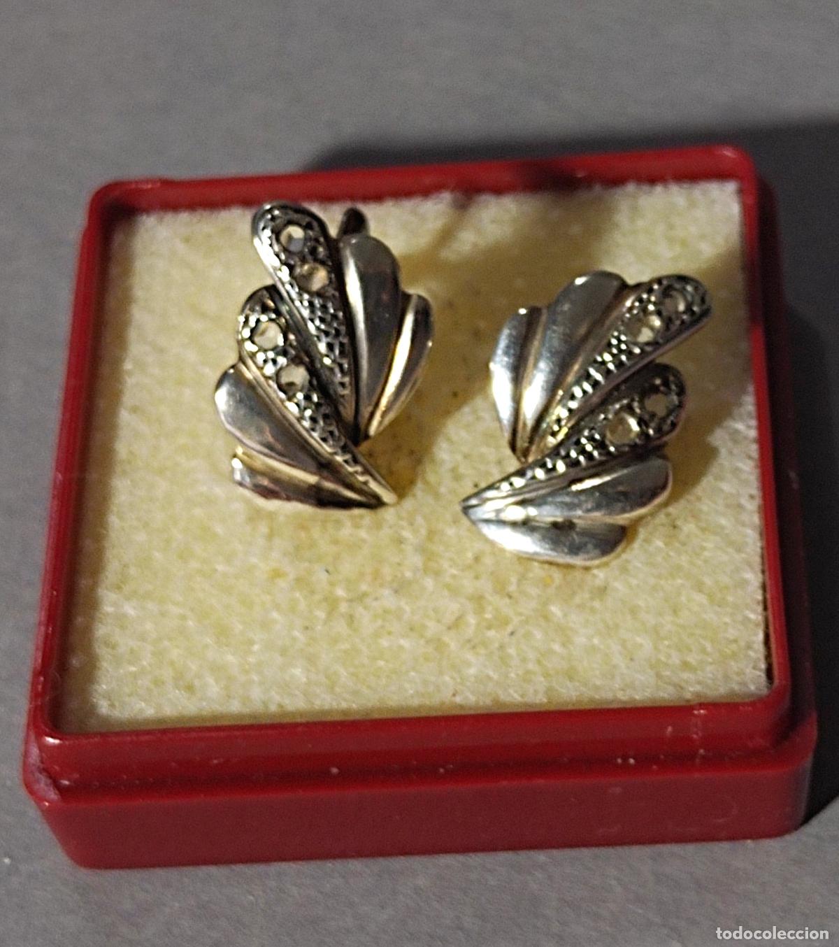 Joyeria: Antiguos pendientes de plata contrastada, cierre de pala. - Foto 9