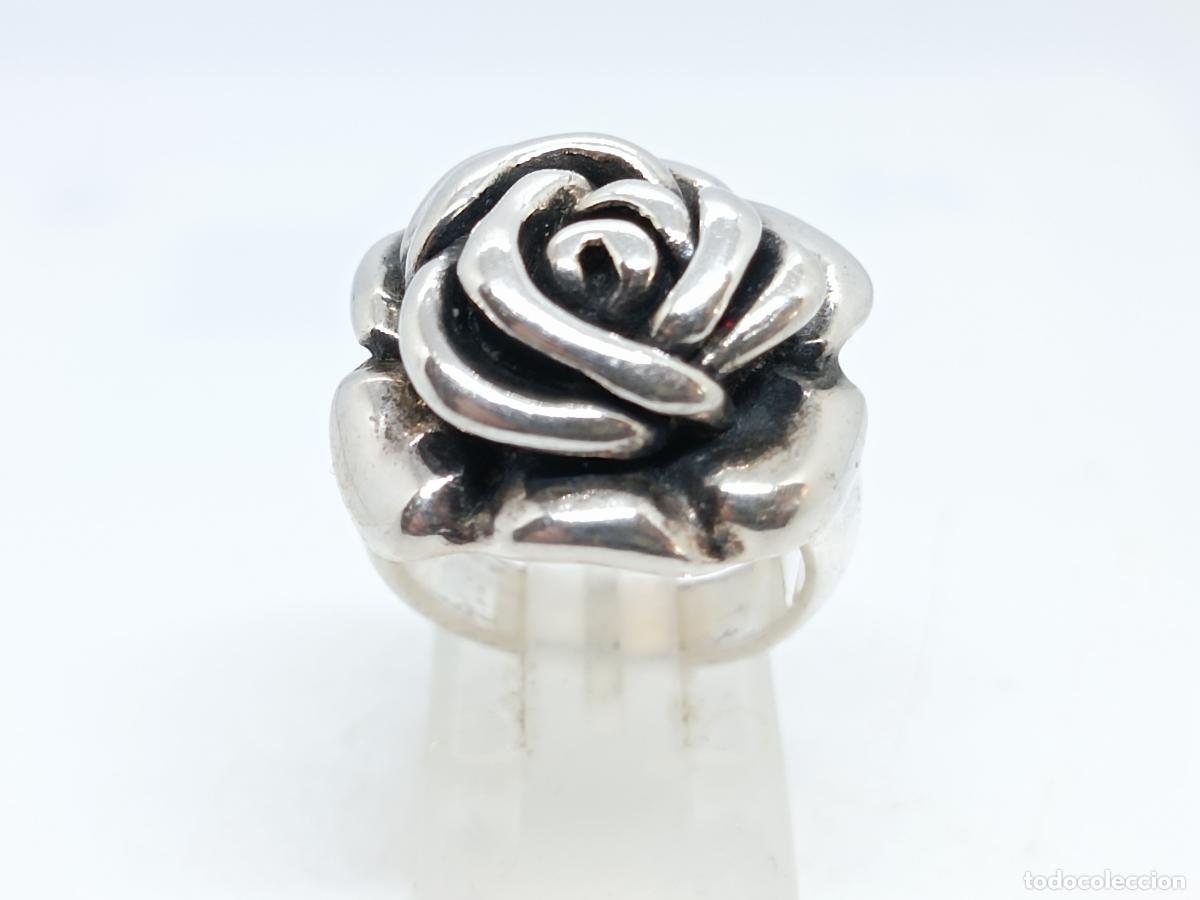 Joyeria: Precioso anillo en plata de ley contrastada con forma de rosa - Foto 4