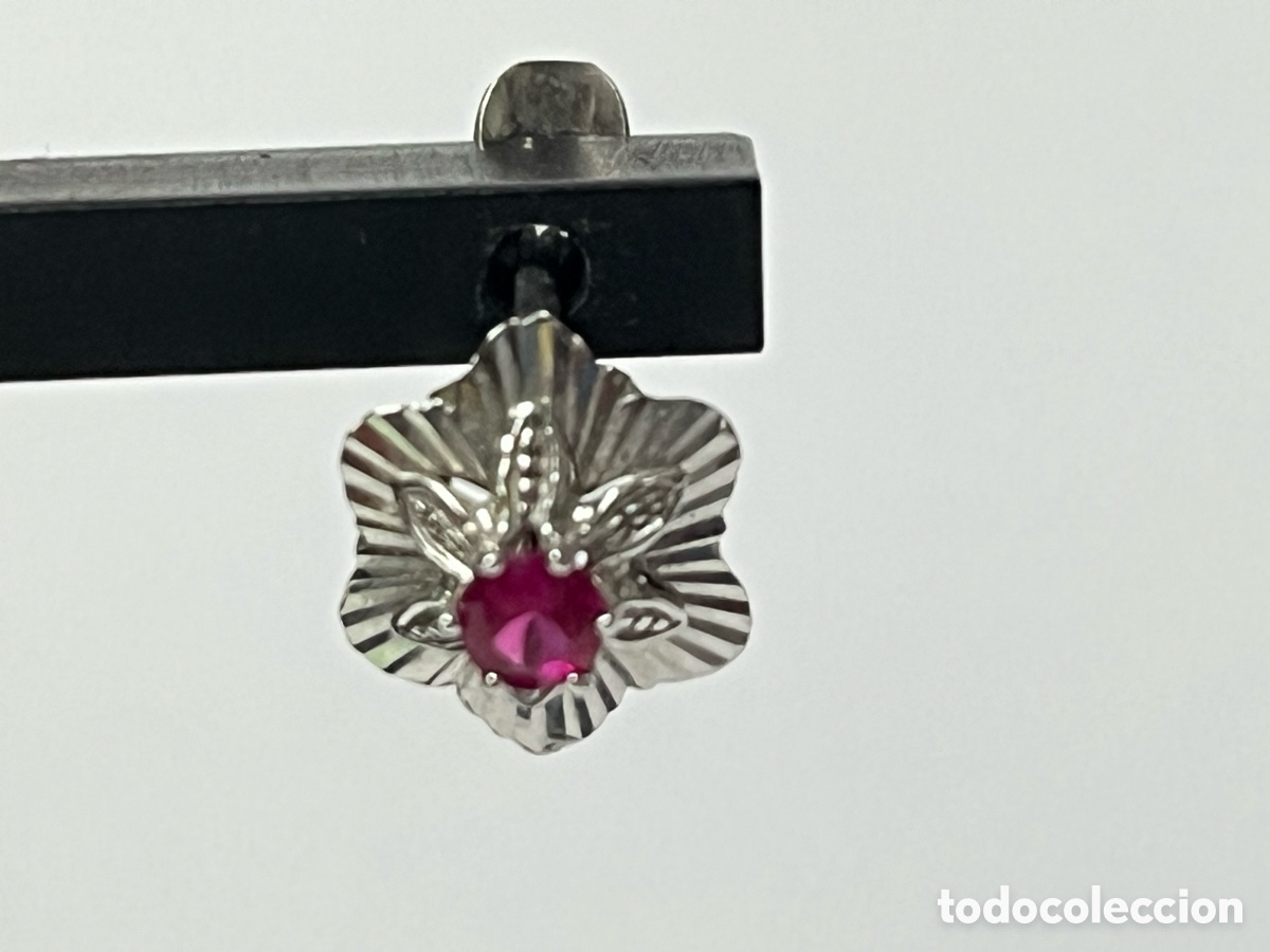 Joyeria: Pendientes Vintage de oro blanco y rub&iacute; /MK01 - Foto 5