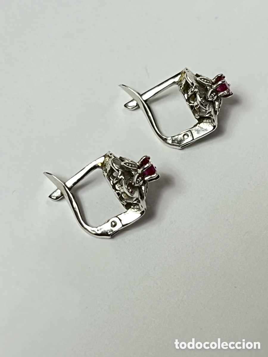 Joyeria: Pendientes Vintage de oro blanco y rub&iacute; /MK01 - Foto 9