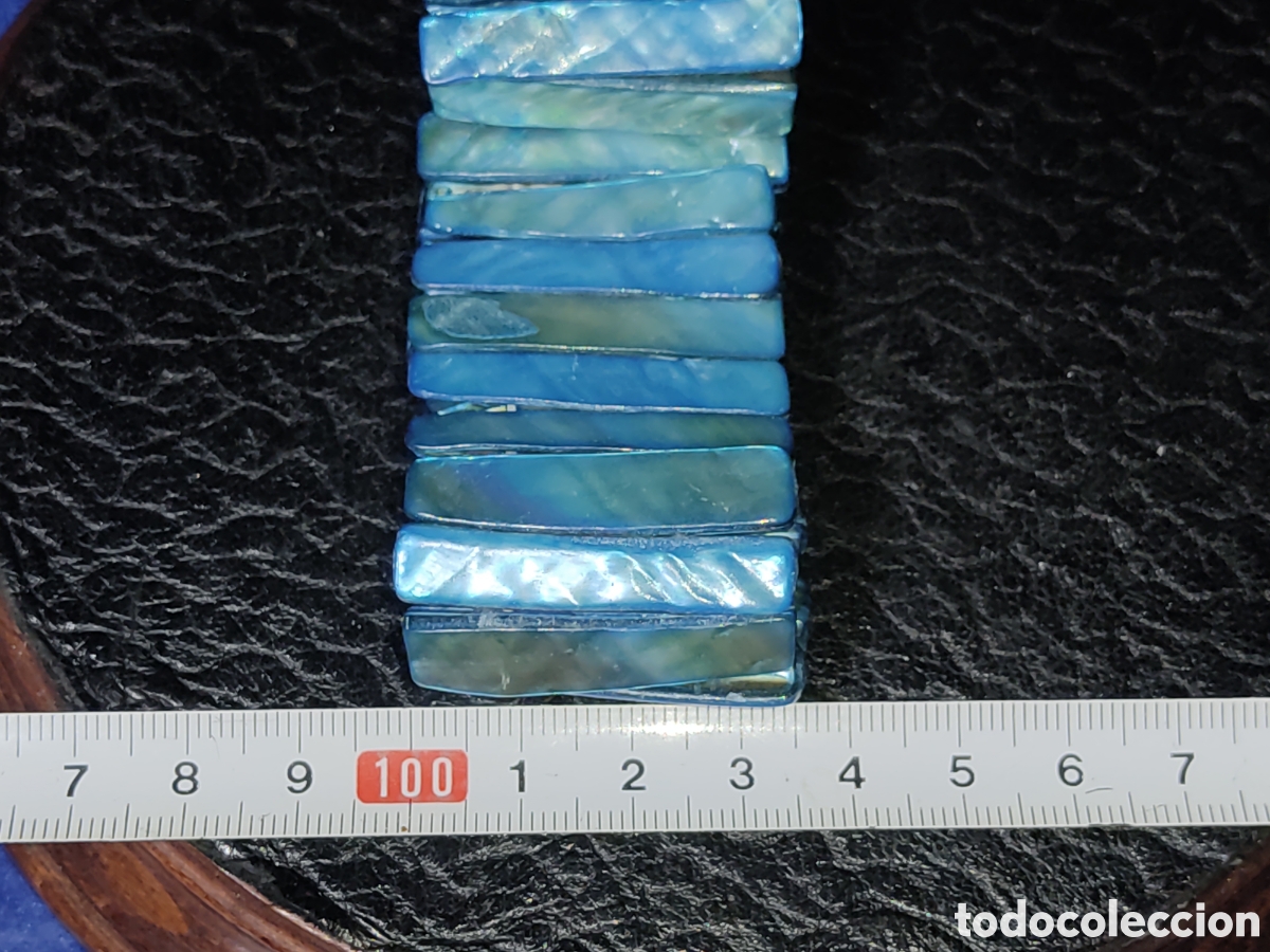 Joyeria: Pulsera de n&aacute;car azul.Vintage. - Foto 2