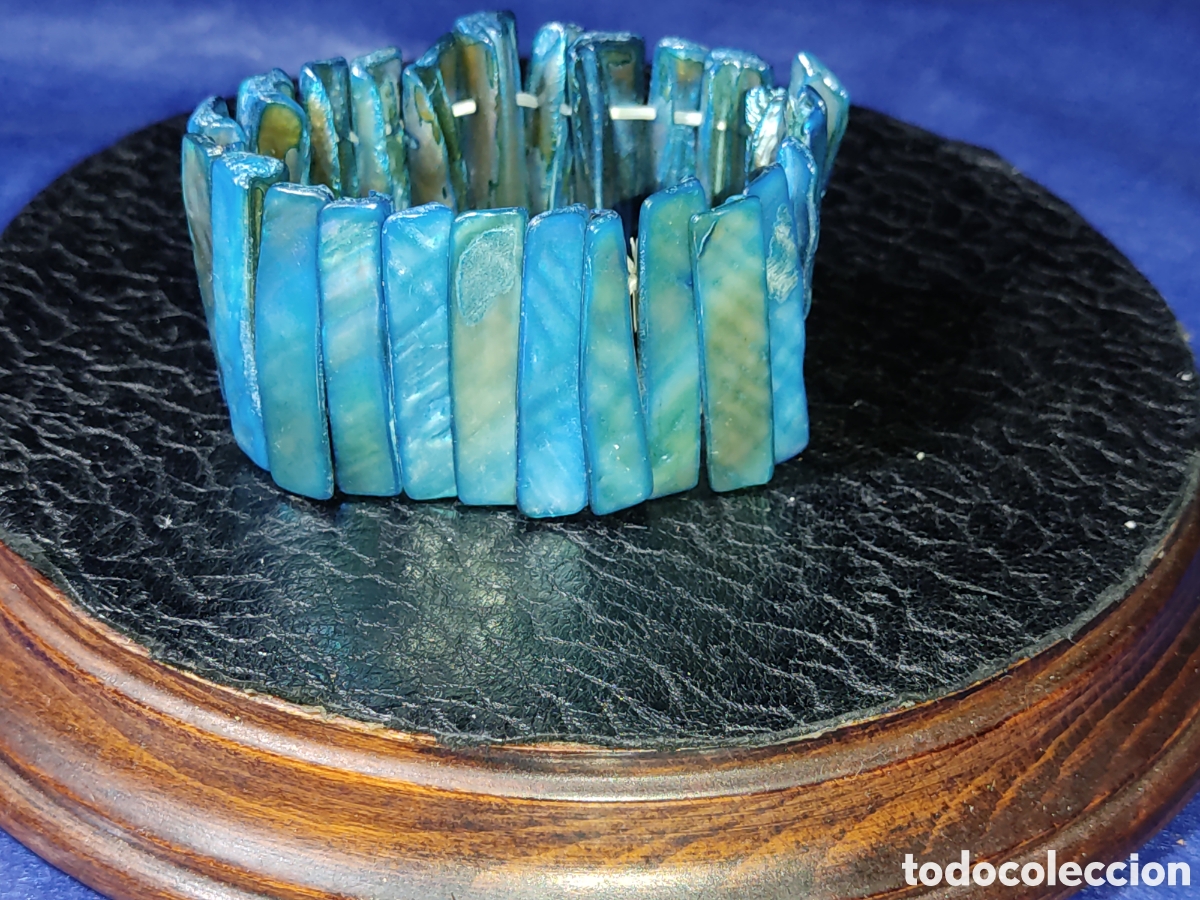 Joyeria: Pulsera de n&aacute;car azul.Vintage. - Foto 1