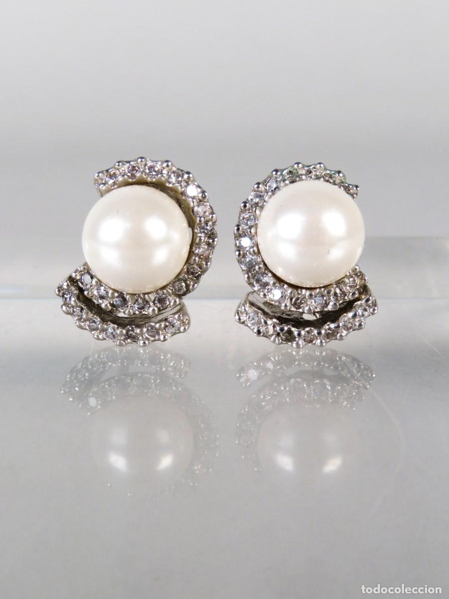 Joyeria: Pendientes de plata con perlas siglo XX - Foto 4