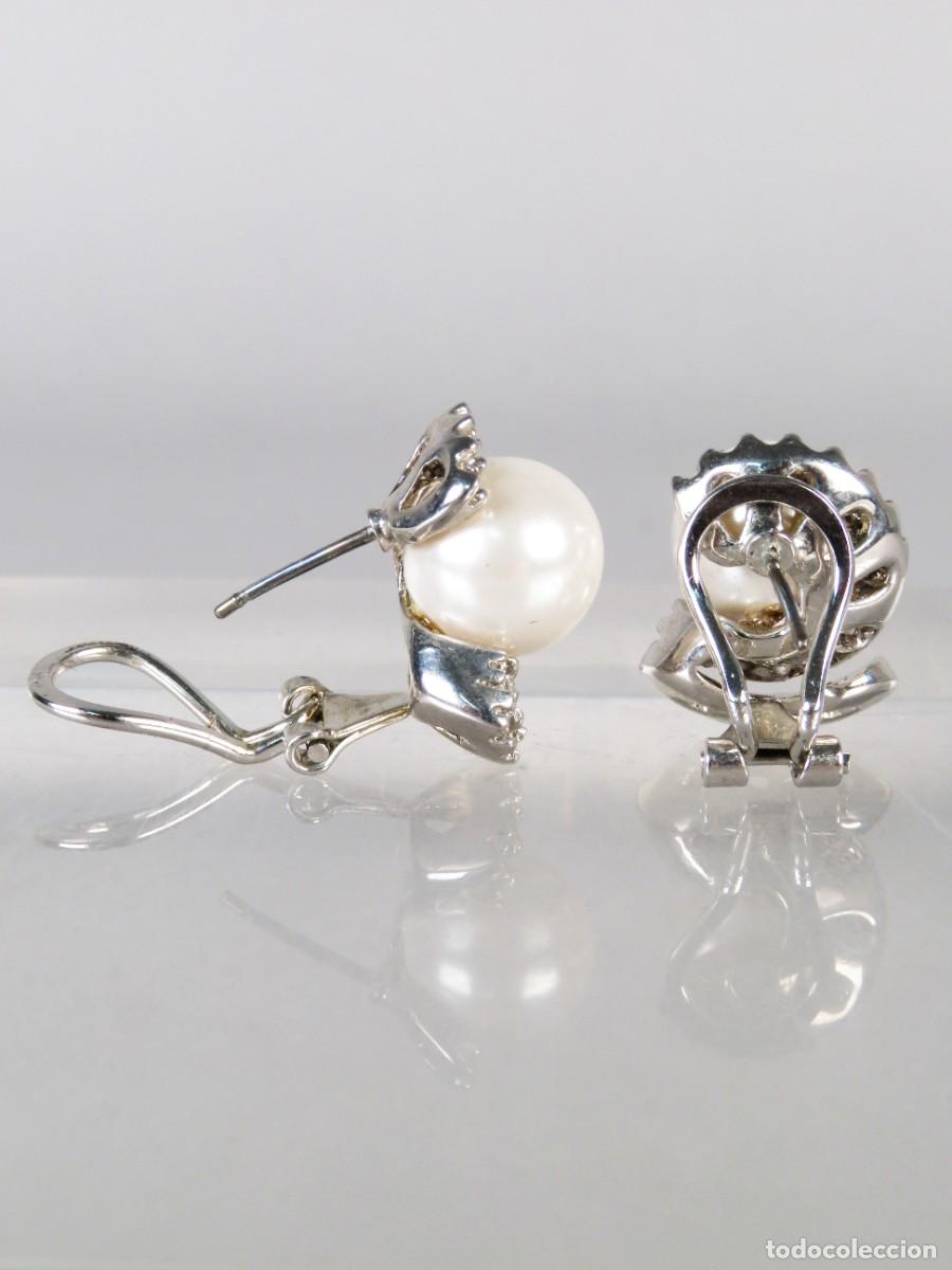 Joyeria: Pendientes de plata con perlas siglo XX - Foto 6