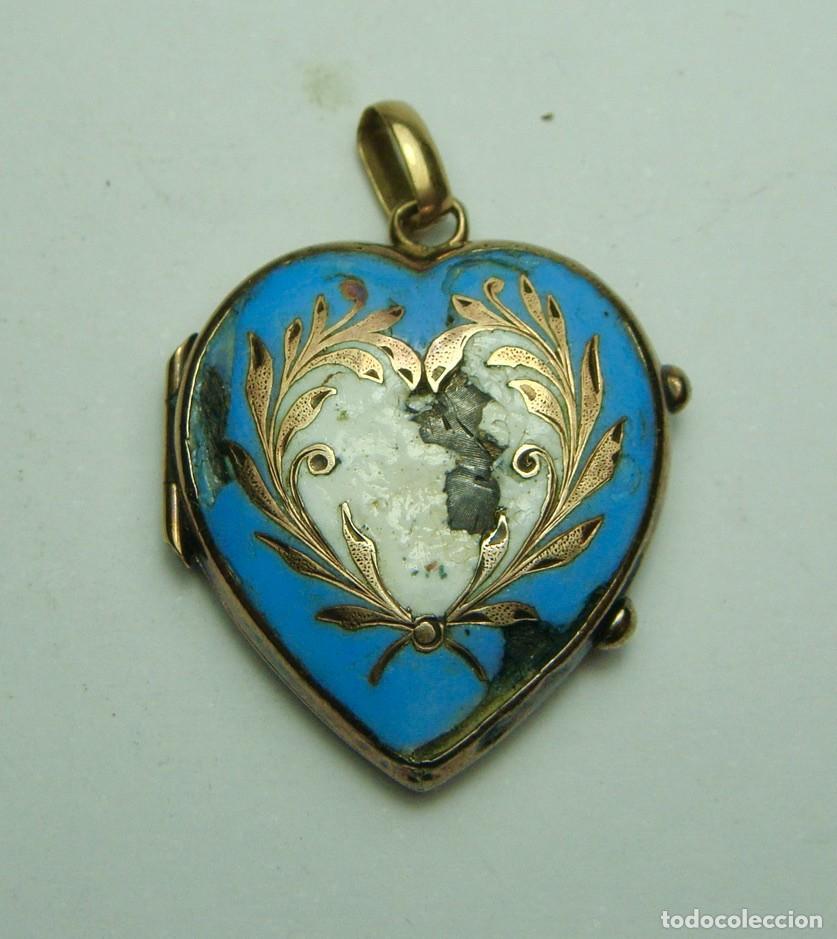 Joyeria: Guardapelo en forma de coraz&oacute;n &middot; Oro de 14 k y esmalte &middot; ca. 1860&ndash;1890 - Foto 1