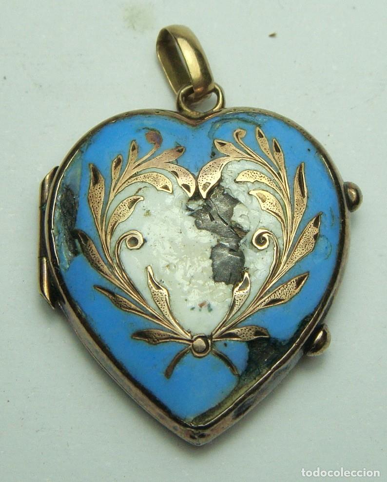 Joyeria: Guardapelo en forma de coraz&oacute;n &middot; Oro de 14 k y esmalte &middot; ca. 1860&ndash;1890 - Foto 3