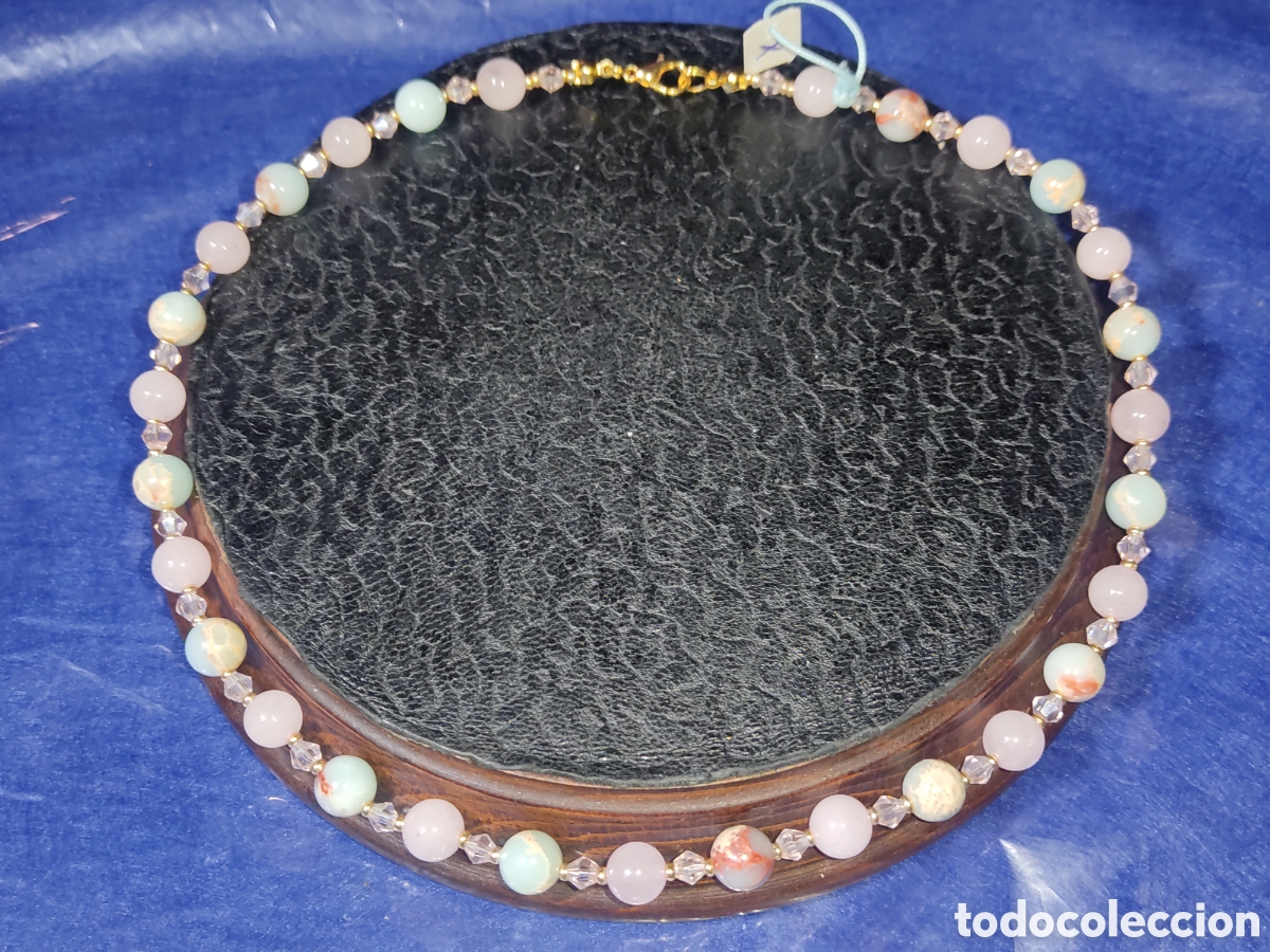 Joyeria: Collar de cuarzo rosa y &aacute;gata de venas. *X* - Foto 2