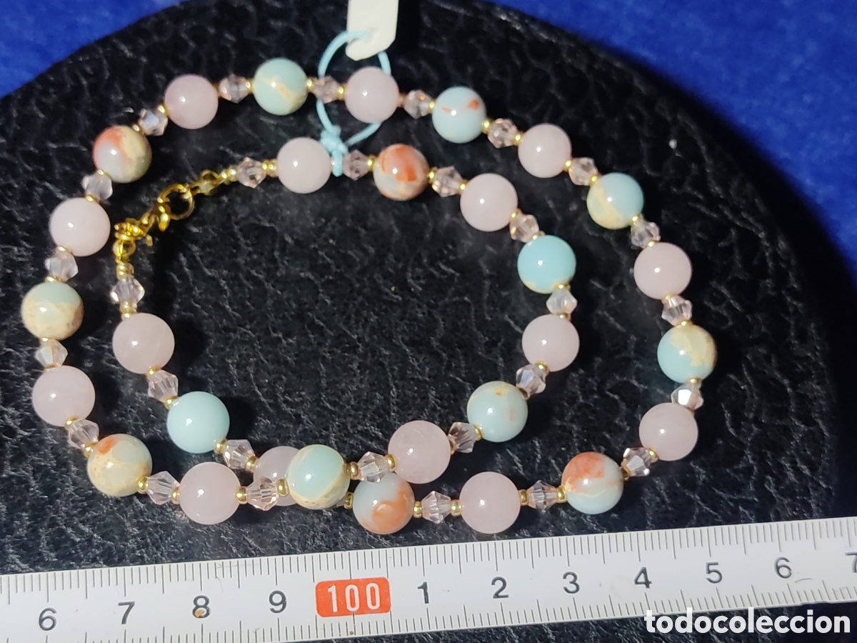 Joyeria: Collar de cuarzo rosa y &aacute;gata de venas. *X* - Foto 4