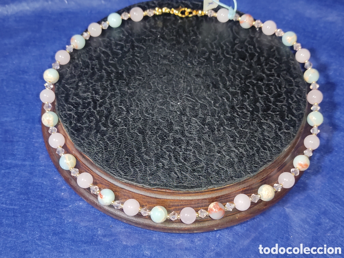 Joyeria: Collar de cuarzo rosa y &aacute;gata de venas. *X* - Foto 1