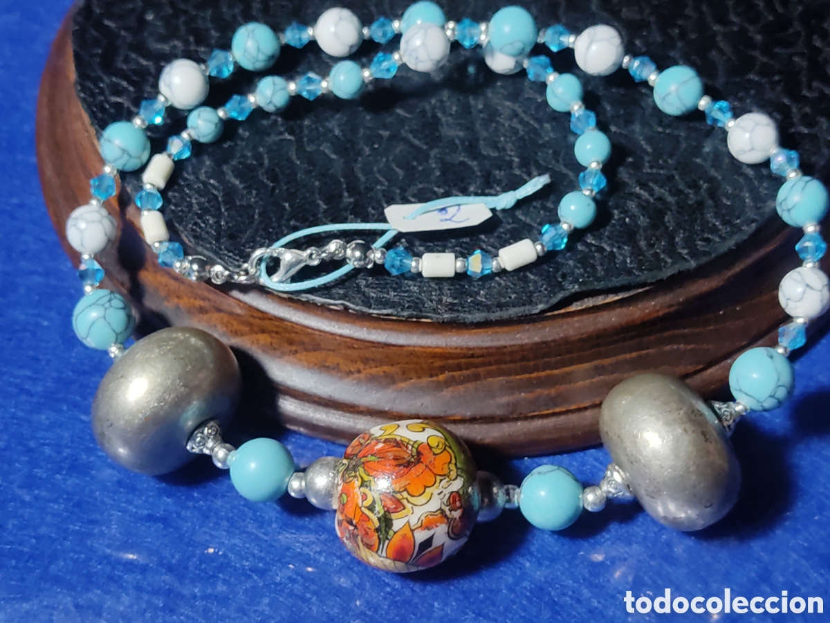 Joyeria: Collar de turquesa azul y blanca con bolas. *2* - Foto 2