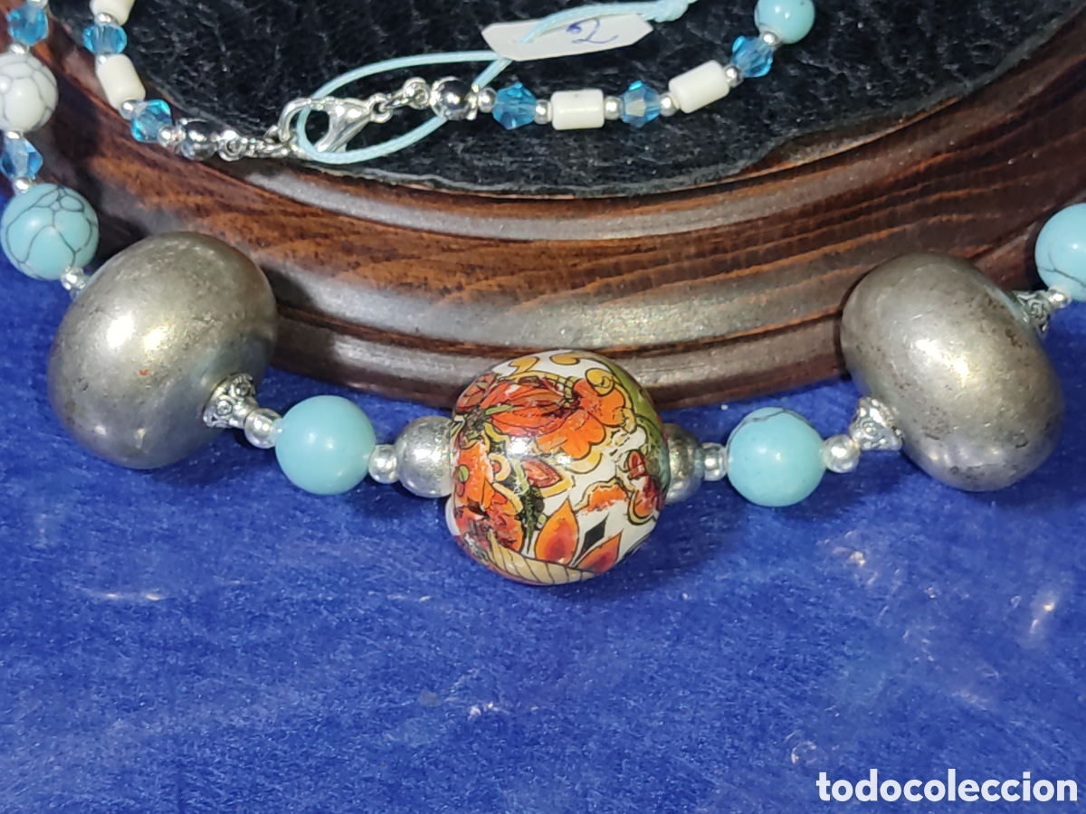 Joyeria: Collar de turquesa azul y blanca con bolas. *2* - Foto 3