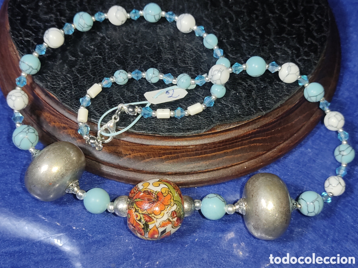 Joyeria: Collar de turquesa azul y blanca con bolas. *2* - Foto 5