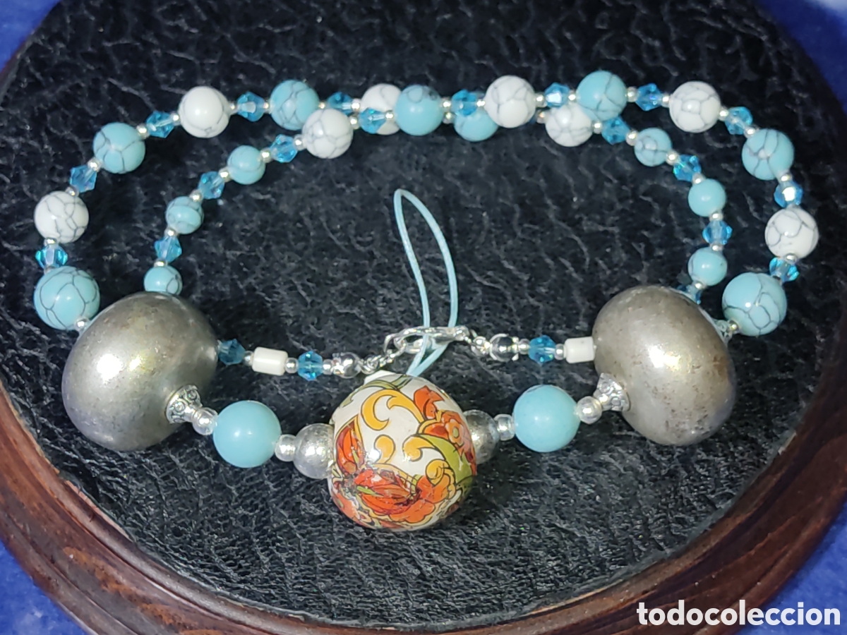 Joyeria: Collar de turquesa azul y blanca con bolas. *2* - Foto 7
