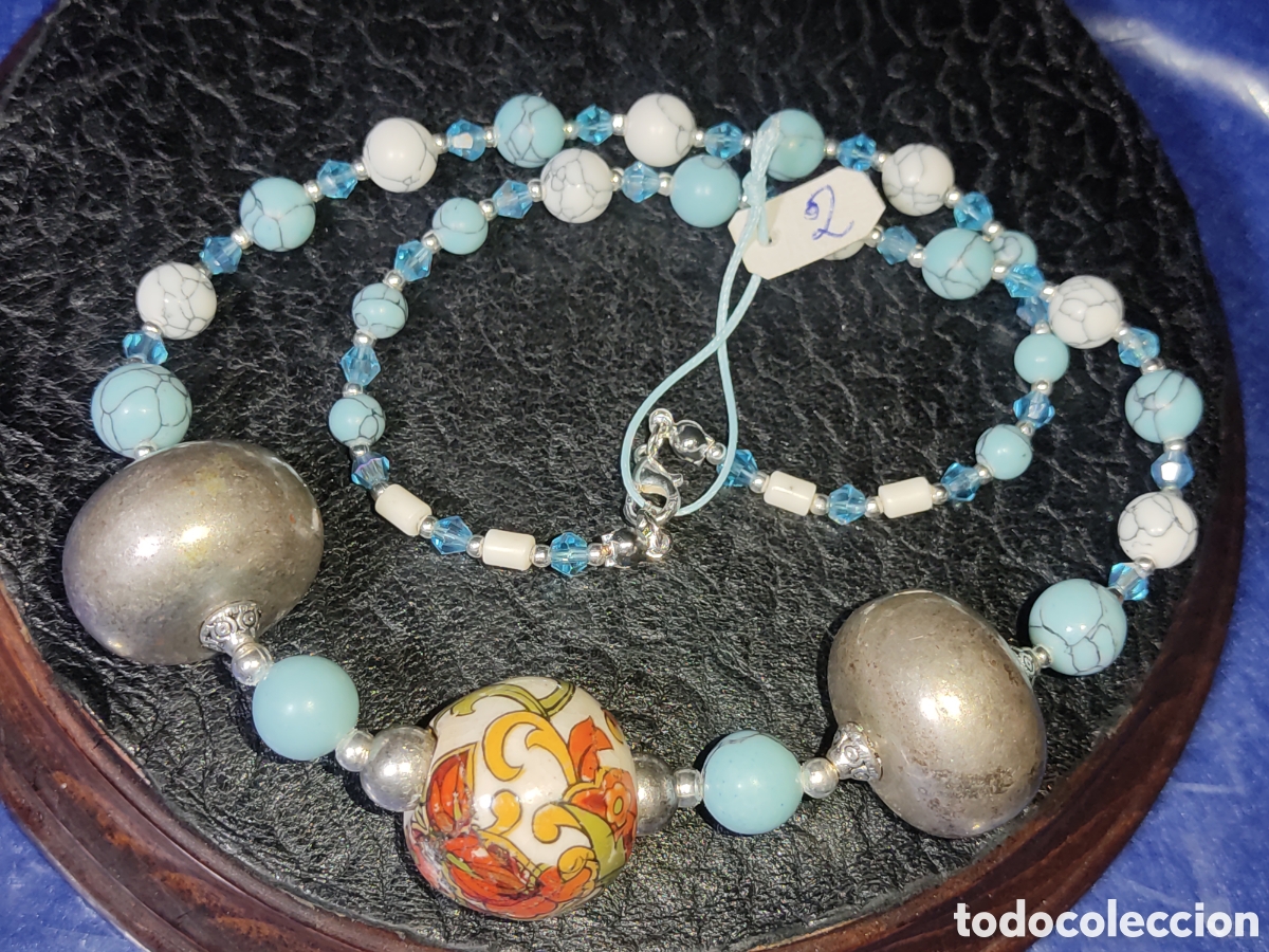 Joyeria: Collar de turquesa azul y blanca con bolas. *2* - Foto 9