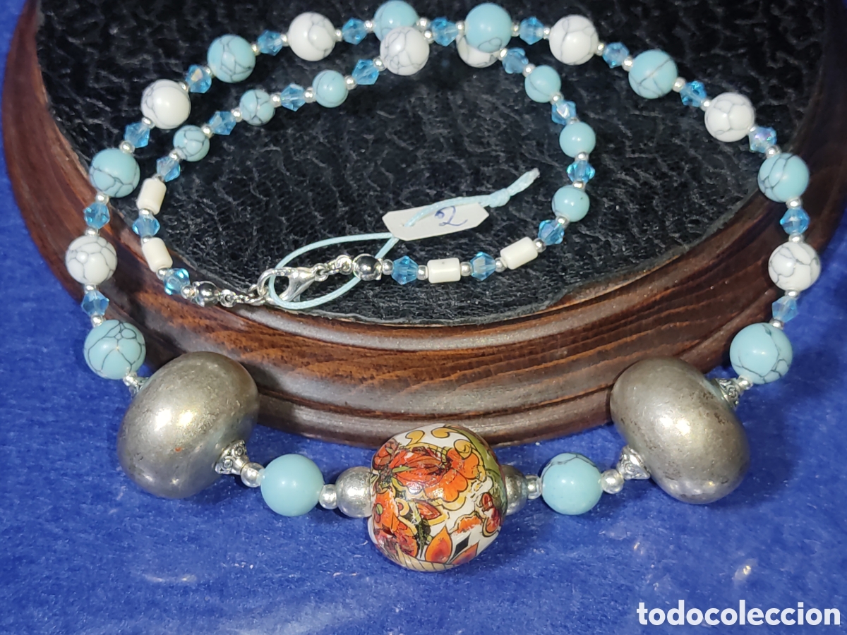 Joyeria: Collar de turquesa azul y blanca con bolas. *2* - Foto 1