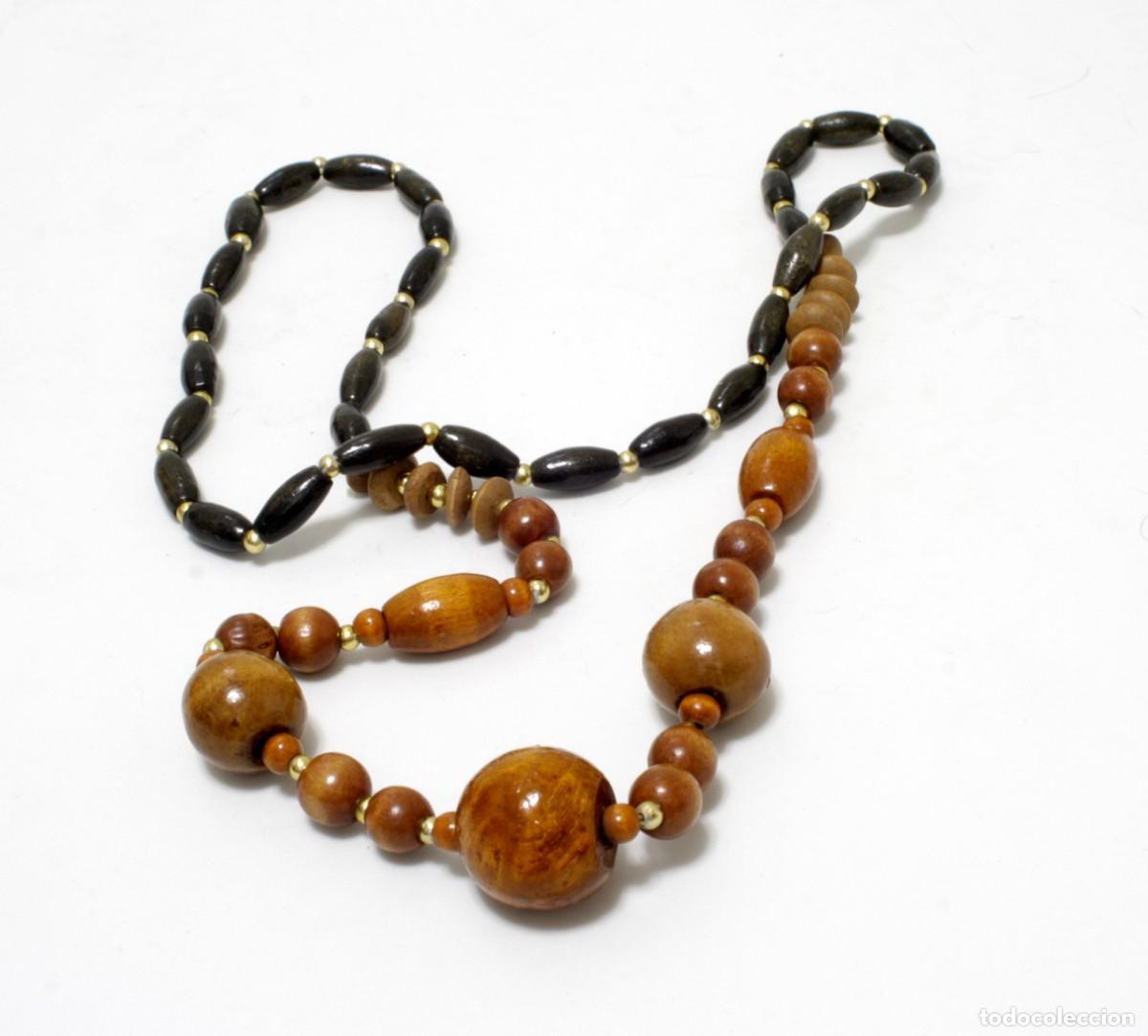 Joyeria: COLLAR VINTAGE, CUENTAS DE MADERA BARNIZADA - Foto 1