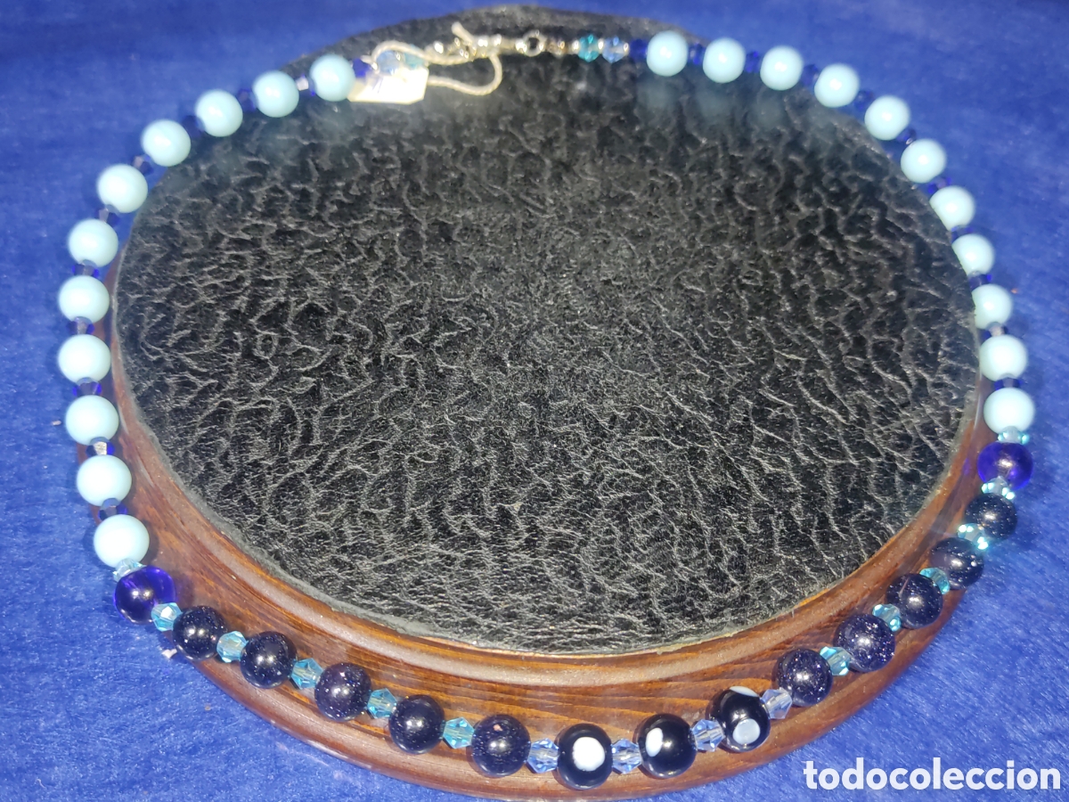 Joyeria: Collar de cristal de Murano azul espacial y opalina azul celeste. *14* - Foto 2