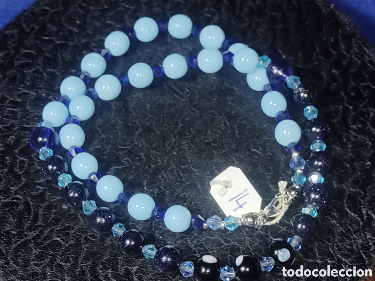 Joyeria: Collar de cristal de Murano azul espacial y opalina azul celeste. *14* - Foto 3