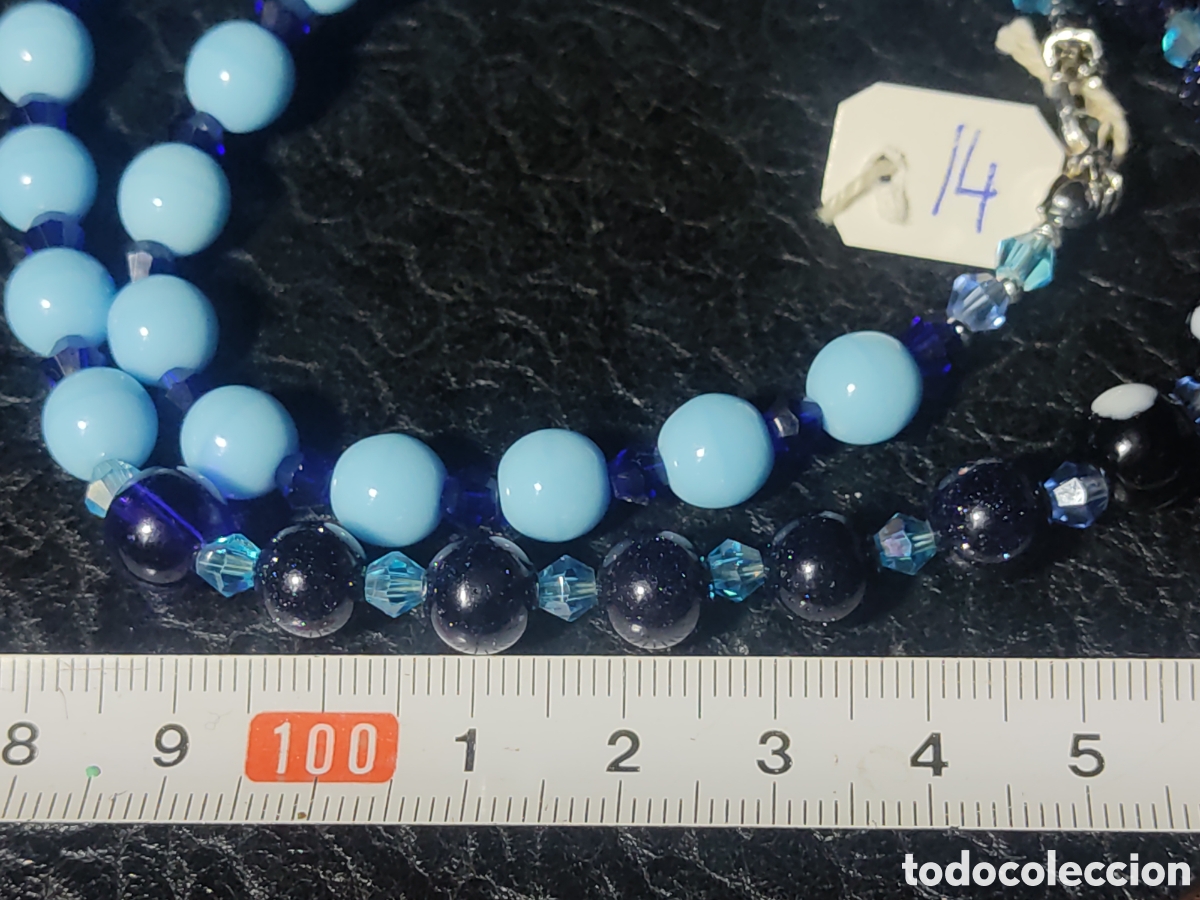 Joyeria: Collar de cristal de Murano azul espacial y opalina azul celeste. *14* - Foto 4