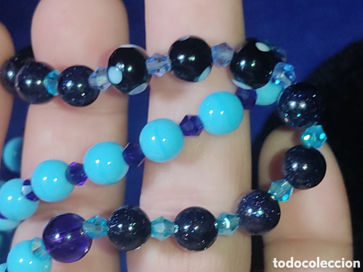 Joyeria: Collar de cristal de Murano azul espacial y opalina azul celeste. *14* - Foto 6