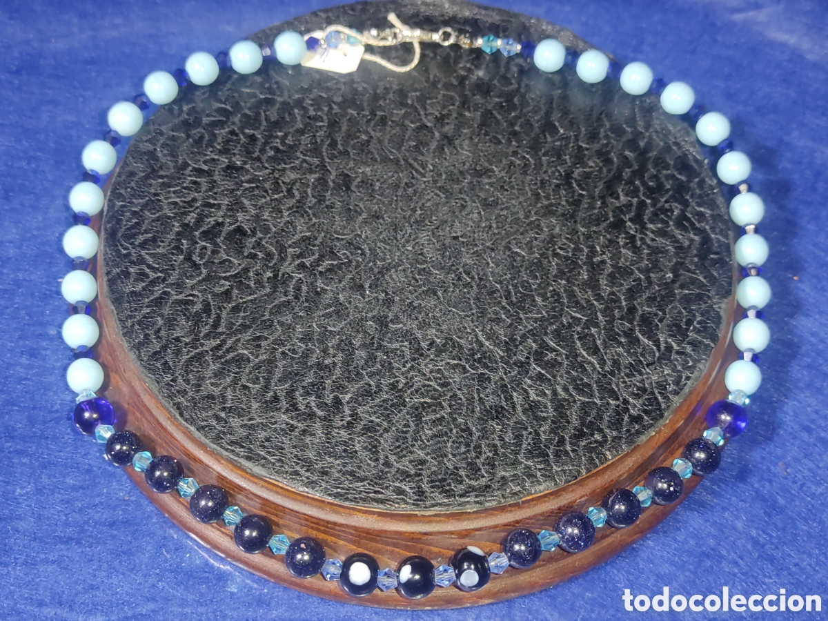 Joyeria: Collar de cristal de Murano azul espacial y opalina azul celeste. *14* - Foto 1