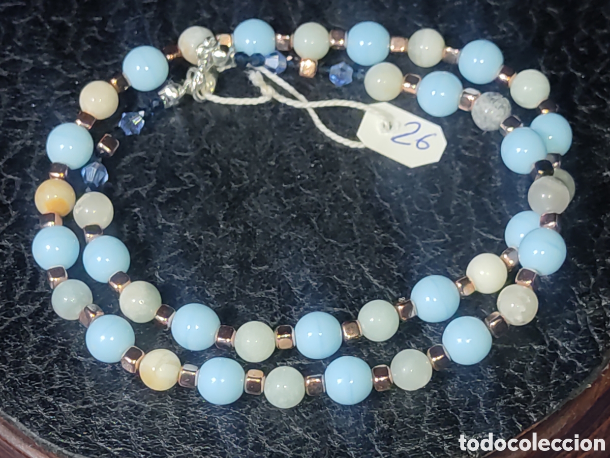 Joyeria: Collar de cristal de murano azul celeste y Amazonita. *26* - Foto 2