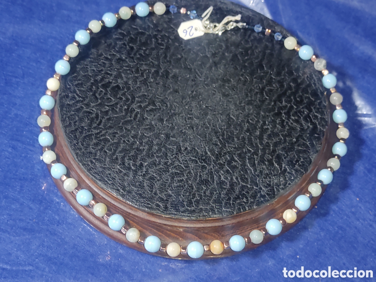 Joyeria: Collar de cristal de murano azul celeste y Amazonita. *26* - Foto 3