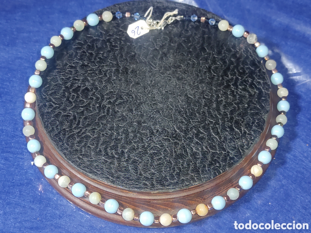 Joyeria: Collar de cristal de murano azul celeste y Amazonita. *26* - Foto 4