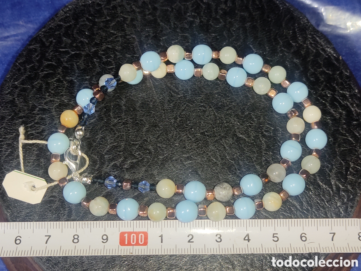Joyeria: Collar de cristal de murano azul celeste y Amazonita. *26* - Foto 6
