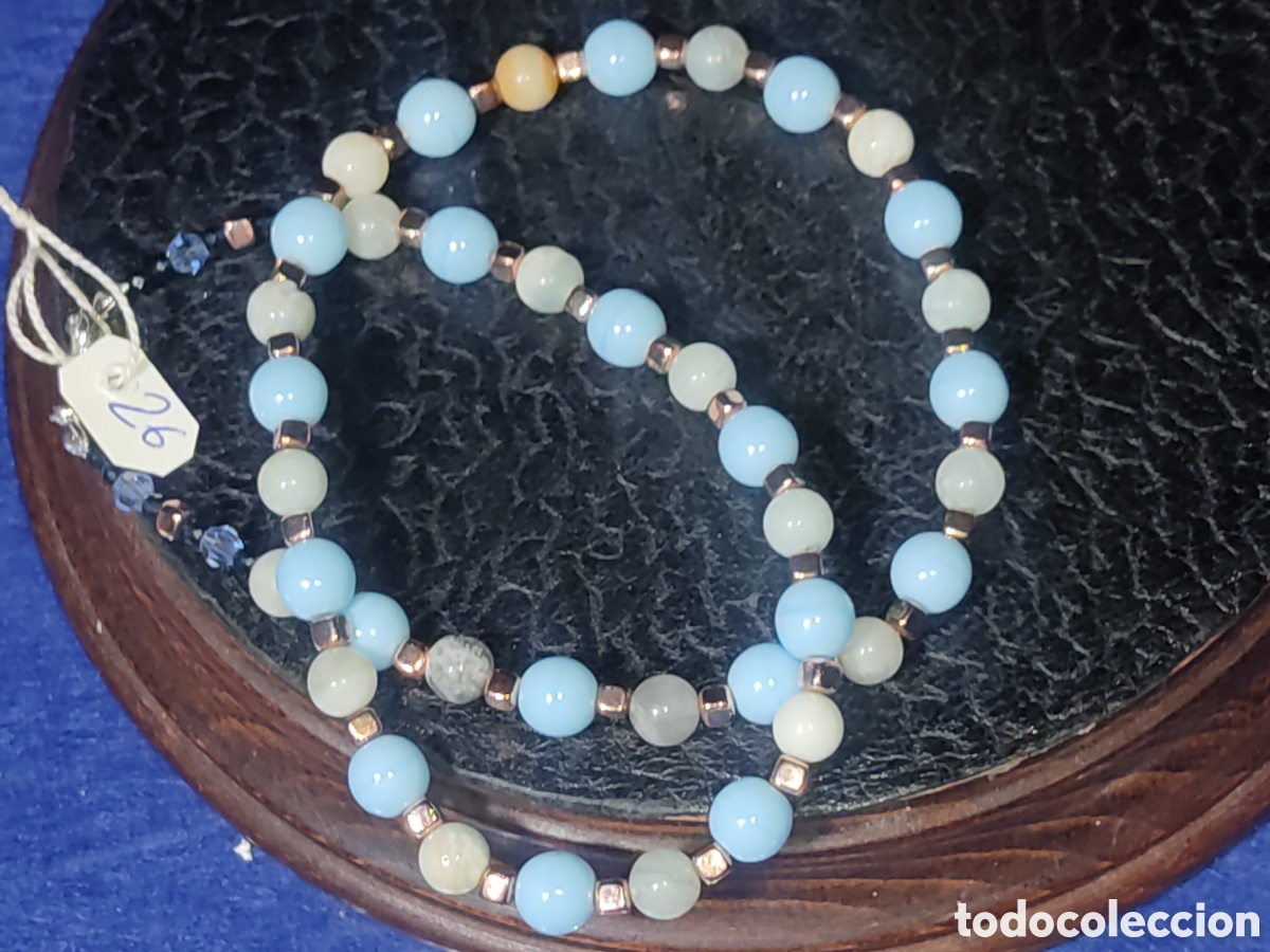 Joyeria: Collar de cristal de murano azul celeste y Amazonita. *26* - Foto 7