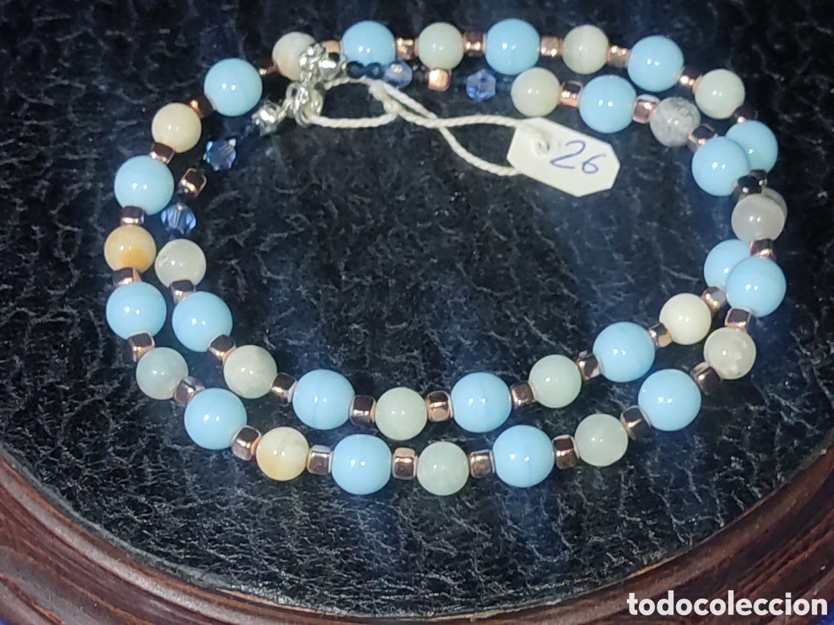 Joyeria: Collar de cristal de murano azul celeste y Amazonita. *26* - Foto 1