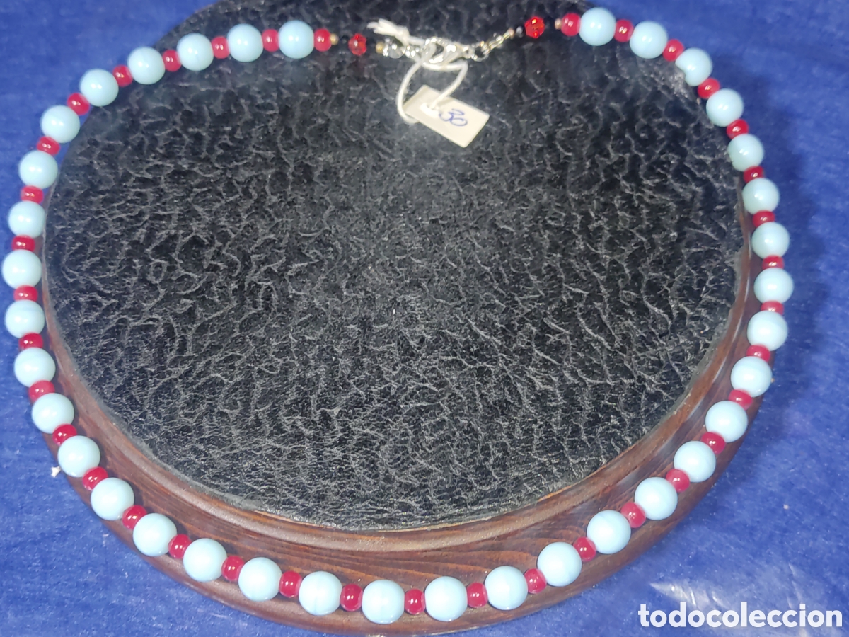 Joyeria: Collar de cristal de murano azul celeste. *30* - Foto 3