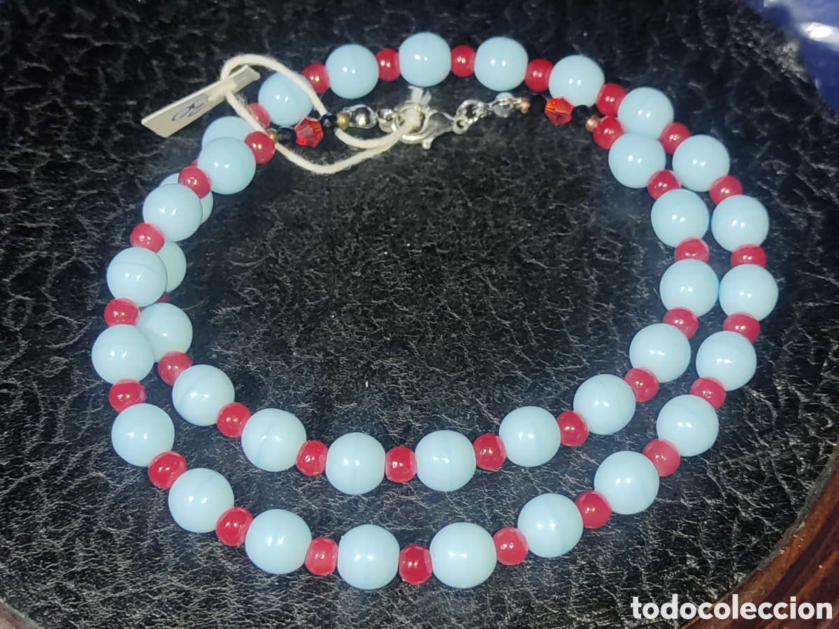 Joyeria: Collar de cristal de murano azul celeste. *30* - Foto 6