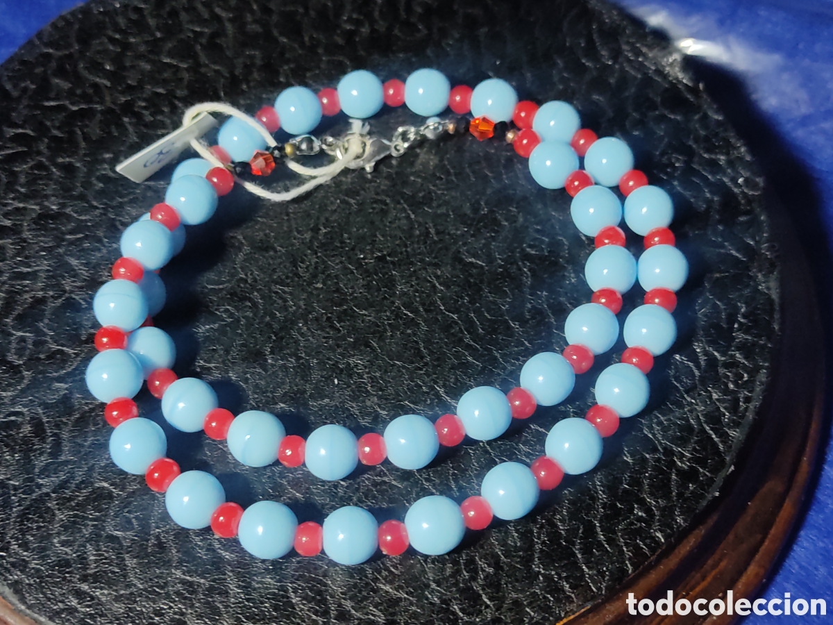 Joyeria: Collar de cristal de murano azul celeste. *30* - Foto 7