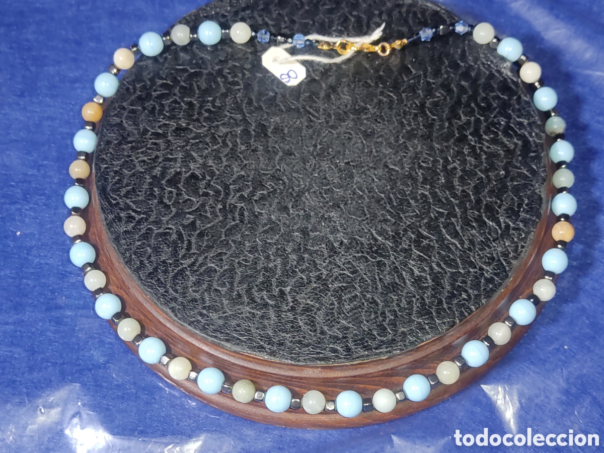 Joyeria: Collar de cristal de murano azul celeste y Amazonita natural. *8* - Foto 4